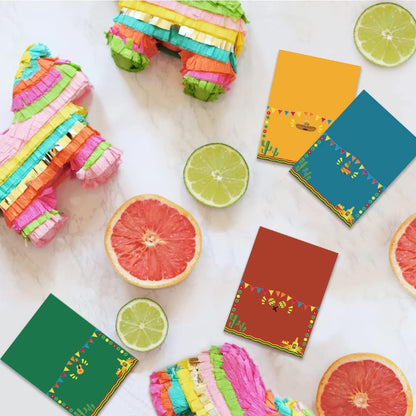 Fiesta Place Cards - Cinco de Mayo Mexican Themed Party Supplies Food Tents and Food Labels Decorations, Baby Shower Party Supplies(24pcs)