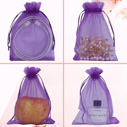 Organza Bags, Organza Bags 5 x 7 Inch, 50 Pcs White Sheer Party Favor Mesh Bag with Drawstring, Small Jewelry Gift Candy Bag for Wedding Christmas Birthday Halloween Graduation Party Favors Supplies