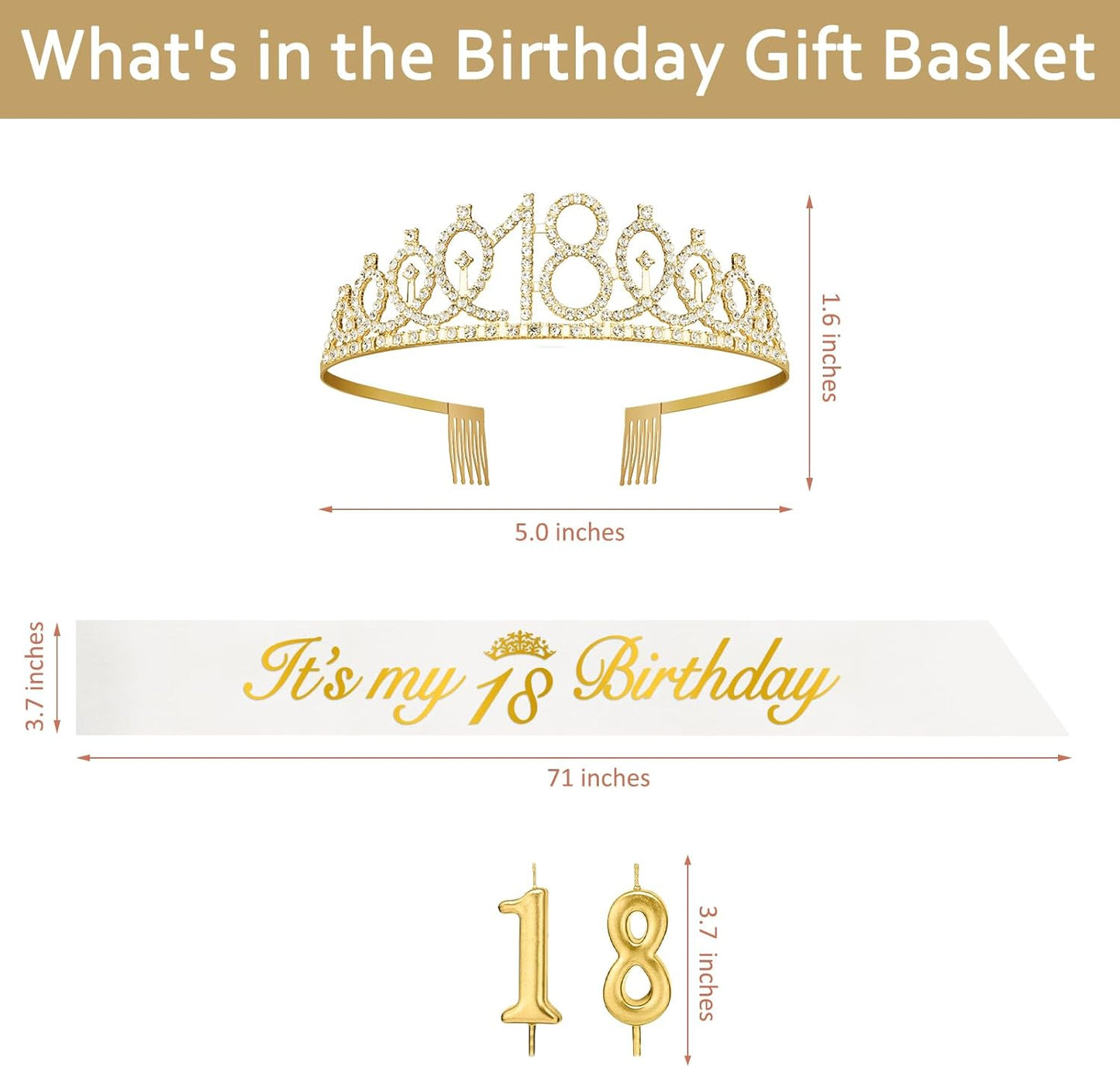 21st Birthday Decorations for Her with 21st Birthday Sash and Crown, Candles Gold, Gifts for 21 Year Old Girls