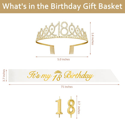 21st Birthday Decorations for Her with 21st Birthday Sash and Crown, Candles Gold, Gifts for 21 Year Old Girls