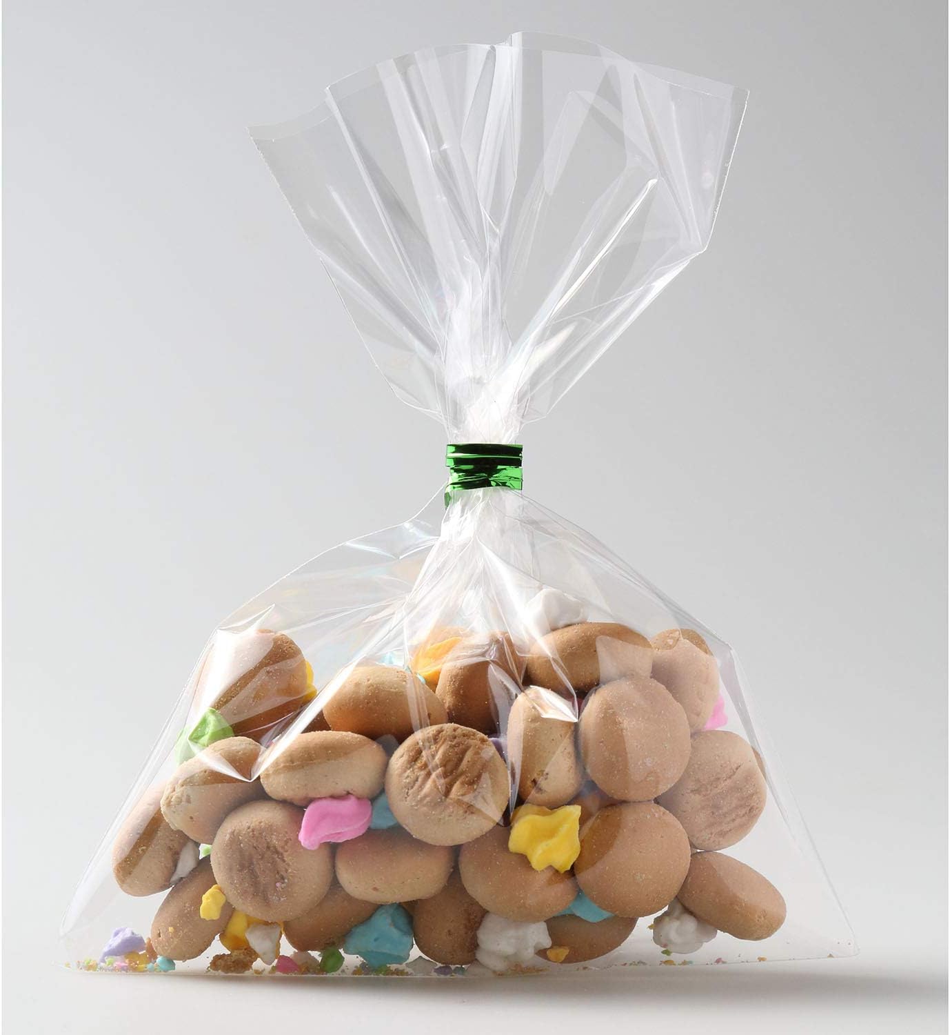 Cello Cellophane Treat Bags,5x7 Inches Clear Cellophane Bags 200 Pcs OPP Plastic Treat Bags with 200 Twist Ties for Gift Wrapping,Packaging Candies,Dessert,Bakery, Cookies, Chocolate,Party Favor