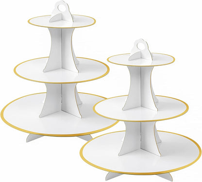 Soleebee 3-Tier Round Cupcake Stand, Cardboard Cupcake Tower, Dessert Cup Cake Stand Tower for Birthday Wedding Party Decoration, Cupcake Tier Stand 1 Set (Hot Pink)