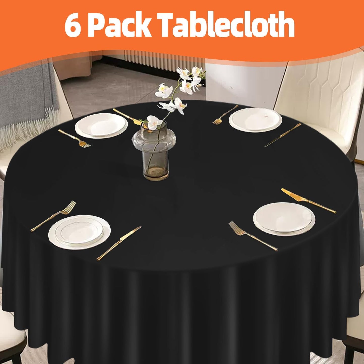 tujol Royal Blue 6 Pack Plastic Table Cloth 54" x 108", Disposable Tablecloths Rectangle Table Cover, Plastic Tablecloths for Parties