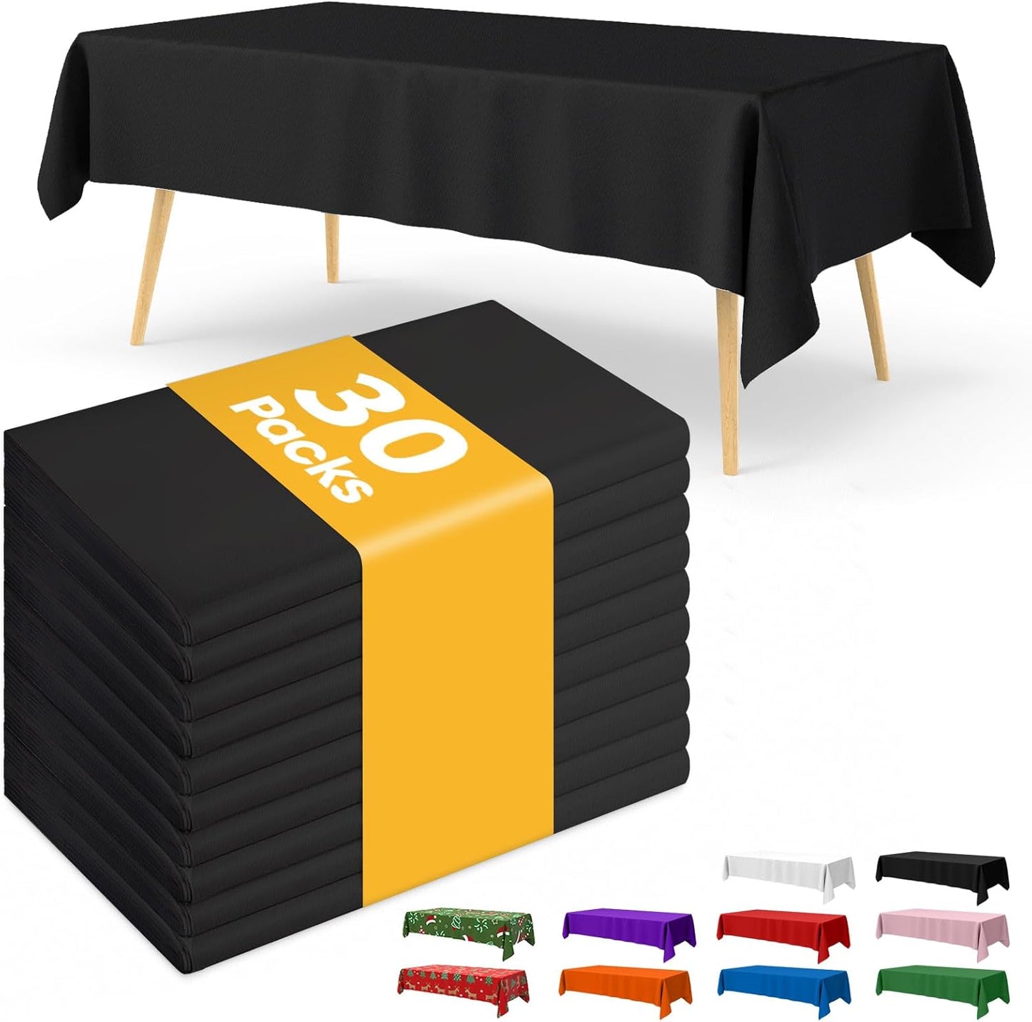Niuara White Plastic Table Cloth - 30 Pack 54" × 108" Rectangle Disposable Tablecloths for 6FT Tables, Waterproof Table Cover for Party, Holiday & Gathering Use