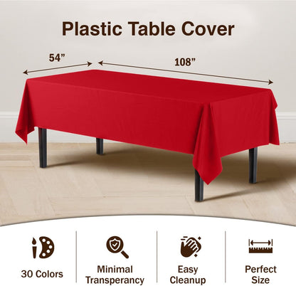 Exquisite Party Solids 6-Pack Premium Plastic Tablecloth 54in. x 108in. Rectangle Plastic Table Cover - Navy
