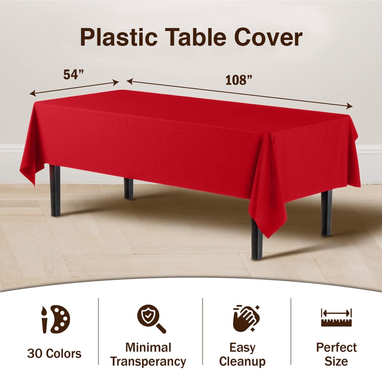 12-Pack Premium Plastic Tablecloth 54in. x 108in. Rectangle Table Cover - Dark Blue - Colors B