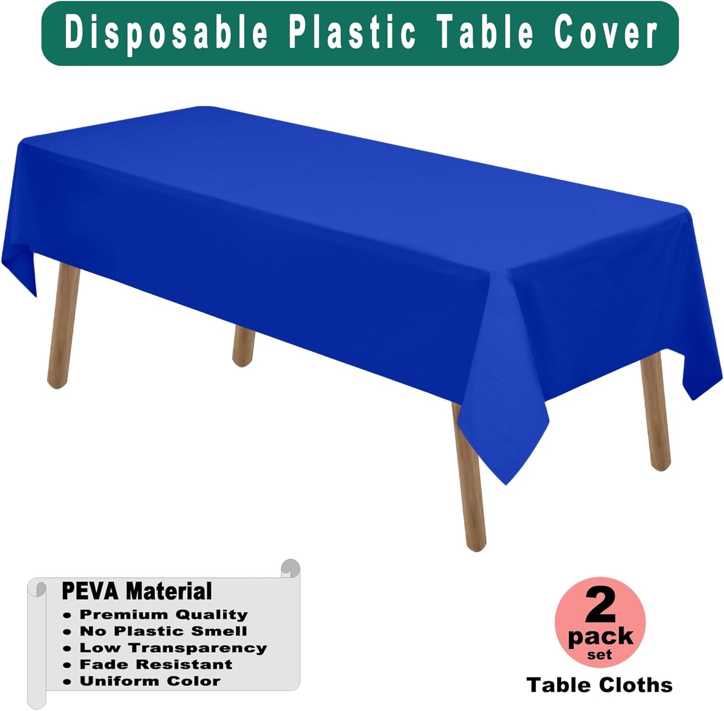 PARTY ULYJA White Plastic Tablecloths 2 Pack Disposable Table Covers 54 x 108 Inch Bridal Shower PEVA Vinyl Table Cloths for Picnic Birthday Wedding Banquet Parties 8 ft Rectangle Table Use