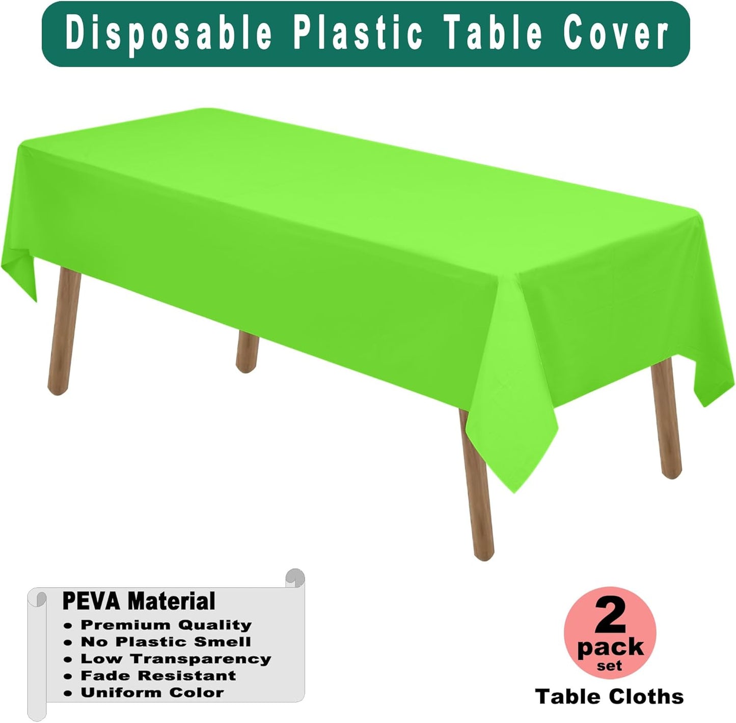 PARTY ULYJA White Plastic Tablecloths 2 Pack Disposable Table Covers 54 x 108 Inch Bridal Shower PEVA Vinyl Table Cloths for Picnic Birthday Wedding Banquet Parties 8 ft Rectangle Table Use