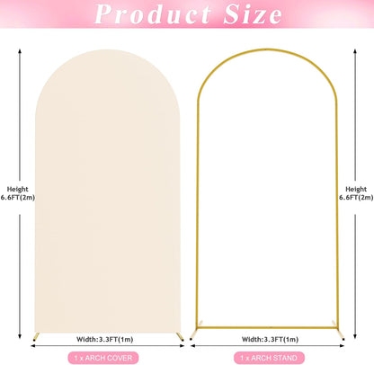 Wokceer 7.2 FT Wedding Arch Backdrop Stand and White Arch Cover, Metal Arch Stand with Arch Stand Cover for Birthday Party Wedding Ceremony Bridal Baby Shower Event Decor