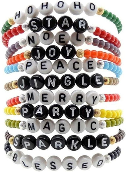 Amaney 1400pcs Glow Letter Beads, Heart Beads Whit Elastic Beading Cord,4x7mm Round Acrylic Alphabet Beads for Friend Bracelet Jewelry Making