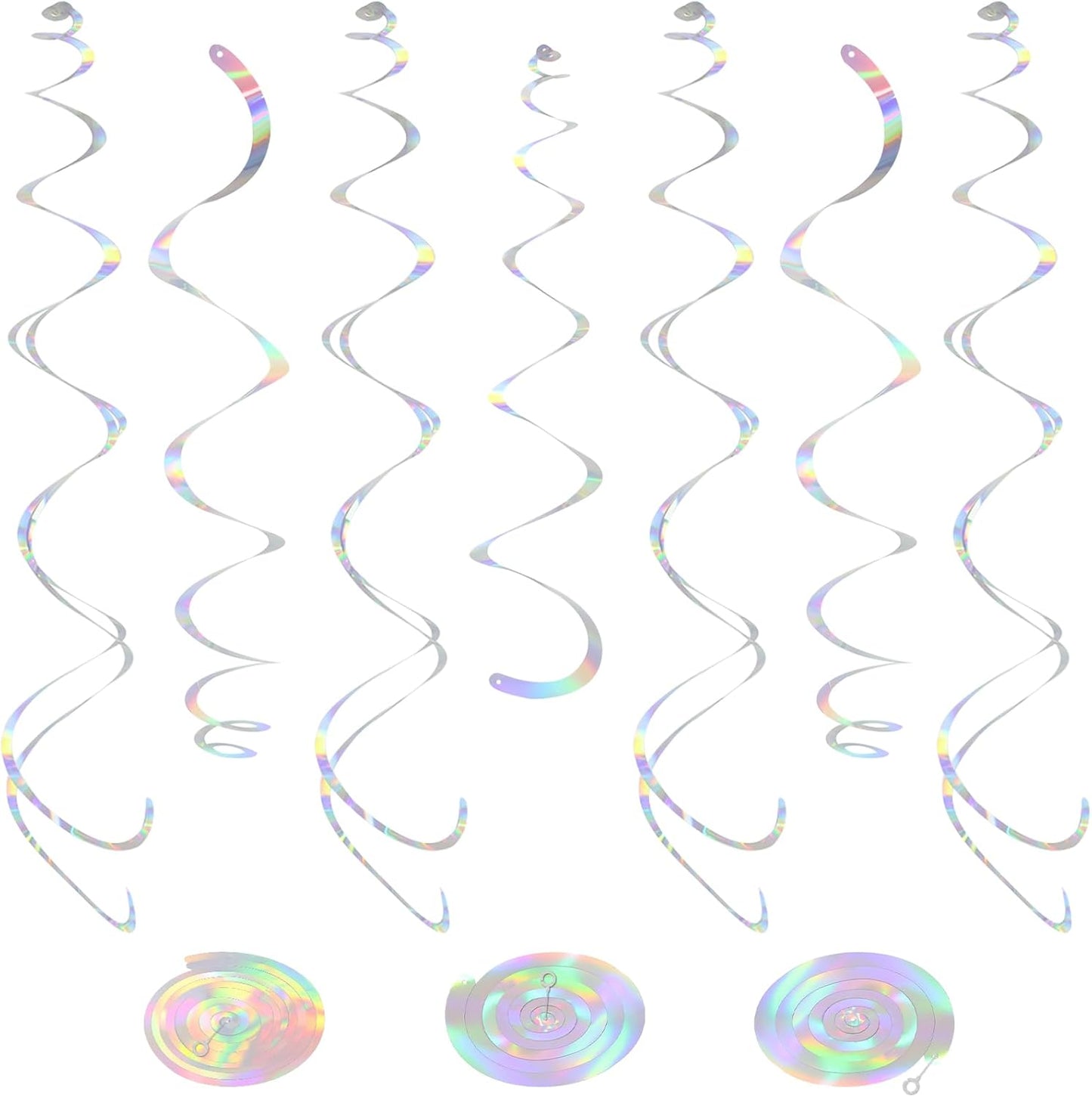 24 PCS Pink Hanging Swirl, Sparkle Ceiling Hanging Decorations, Plastic Streamer Party Decorations with Double-Swirls and Single-Swirls for Birthday Decorations, Easter, Graduation, Baby Shower