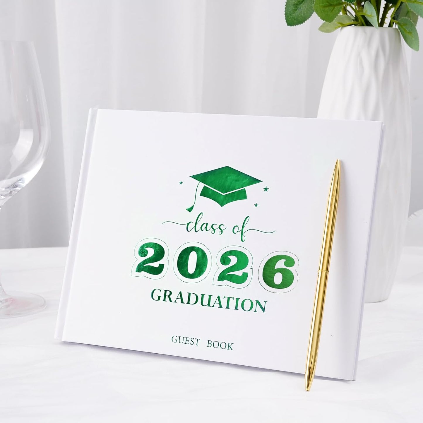 Graduation Guest Book, Class of 2026 Graduation Guest Book with Pen, Hardcover Guest Sign in Book, Memory Scrapbook, Graduation Decorations, Grad Party Supplies for High School，College (Blue)