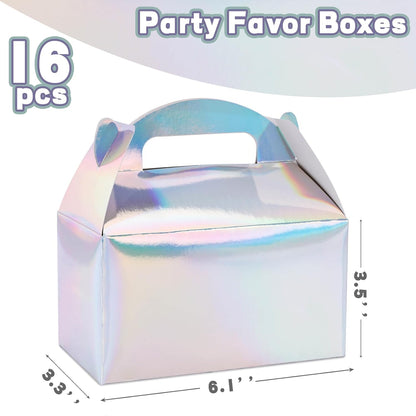 VGOODALL 16PCS Gable Treat Boxes Goodie Bags, 6x3.5x3.5inch Colorful Paper Gift Boxes for Kids Snacks, Candy, Toys, Birthday Party, Wedding