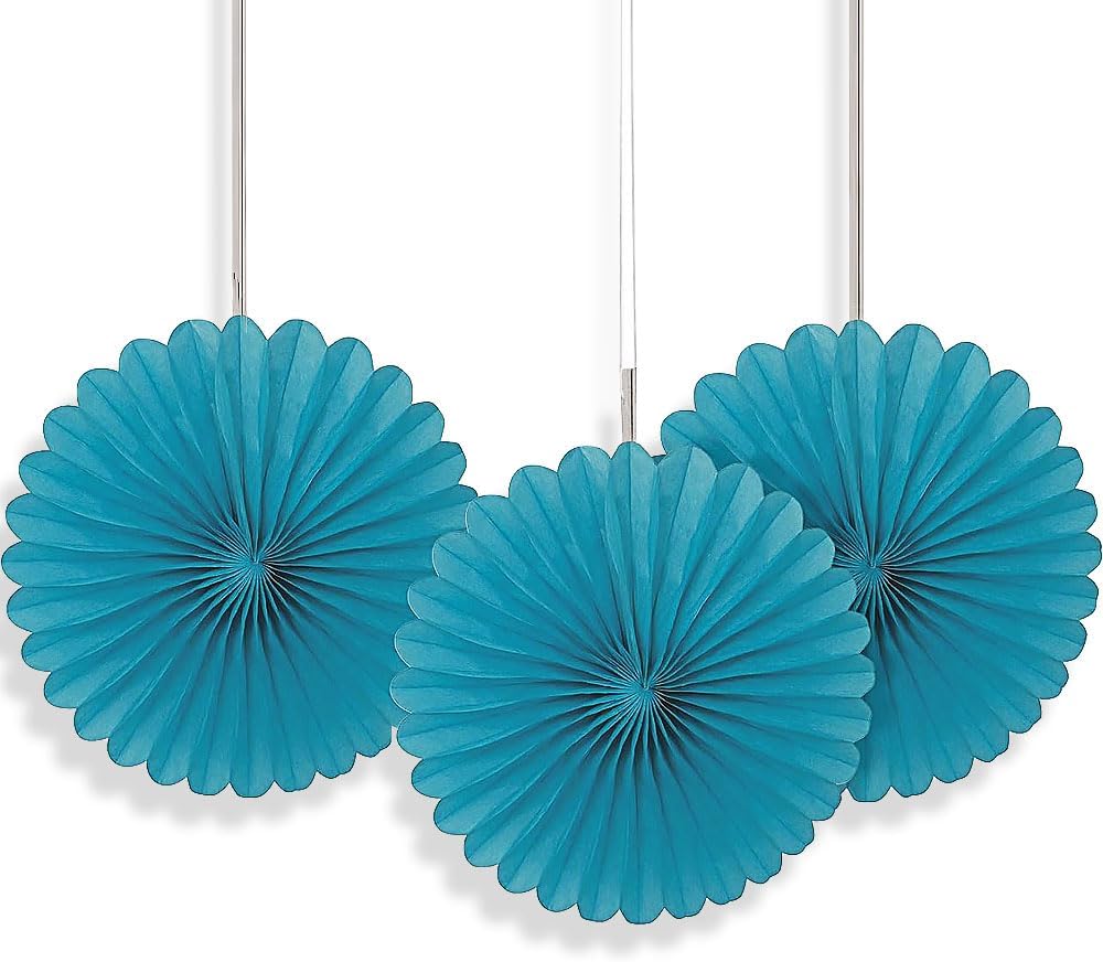 Sunflower Yellow Hanging Tissue Paper Fans - 6'', 3 Count - Perfect for Parties & Home Decor