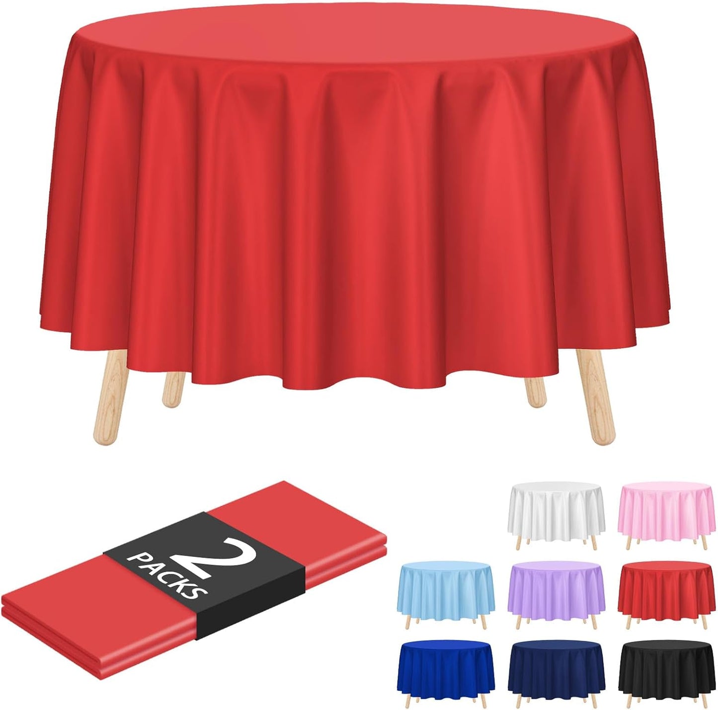 Kopokita 2PCS Black Plastic Tablecloths 54 x 108 Inch, Disposable Table Cloths Rectangle Party Table Covers