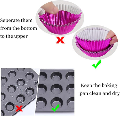 BAKHUK 500pcs Cupcake Liners for Baking, Foil Cupcake Liner, Standard Size 2 Inches 10 Colors Cupcake Liners