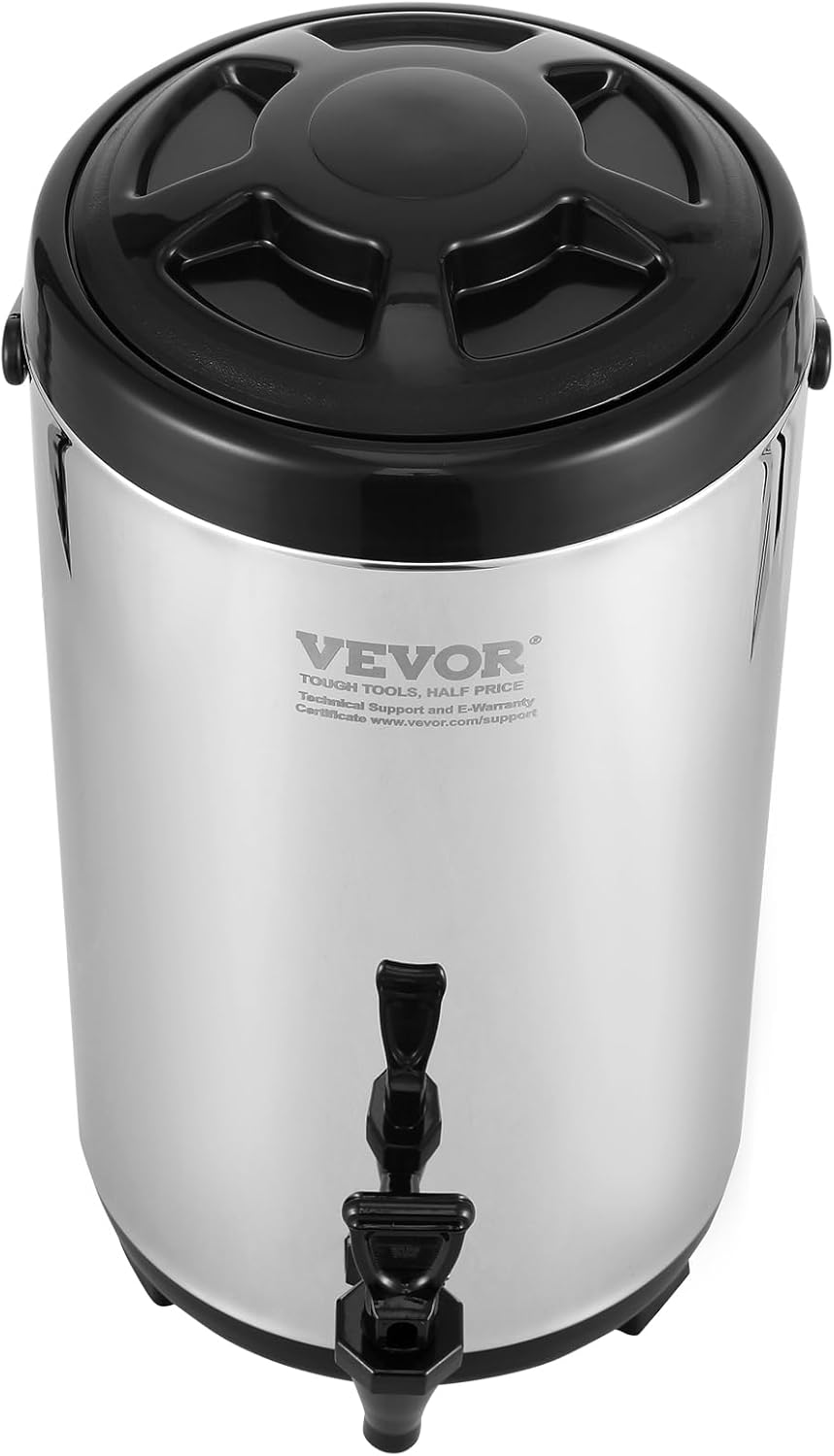 VEVOR Commercial Beverage Dispenser, 2 Tanks 18 L / 19 QT Per Tank Juice Dispenser, 370W Stainless Steel Ice Tea Drink Machine with 45°F-54°F Cooling Temperature, for Cold Drink Restaurant Bar Party