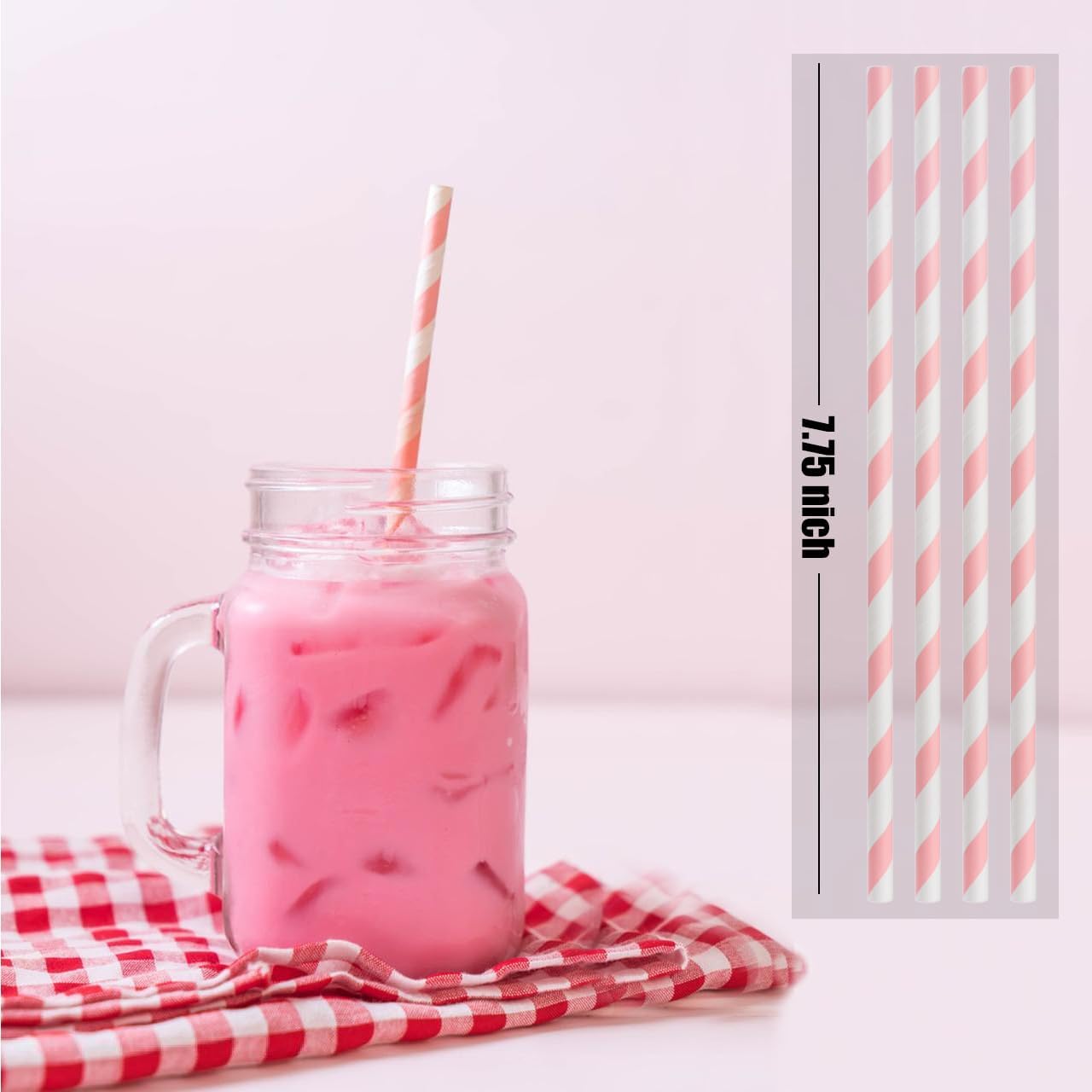 ALINK 100 White and Gold Striped Paper Straws, Biodegradable Disposable Drinking Straws for Birthday, Bridal/Baby Shower, Christmas, New Year, Party Decoration Supplies
