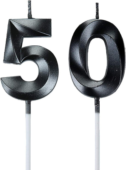 50th Birthday Candles,Gold Number 50 Cake Topper for Birthday Decorations Party Decoration