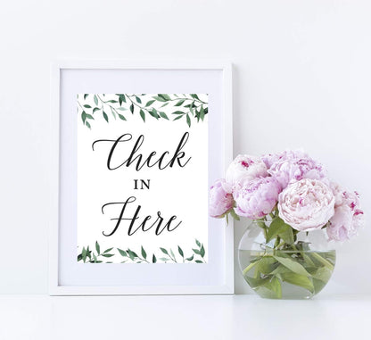 Andaz Press Wedding Party Signs, Natural Greenery Green Leaves, 8.5x11-inch, Bridal Shower Scavenger Hunt, 1-Pack - Colors D