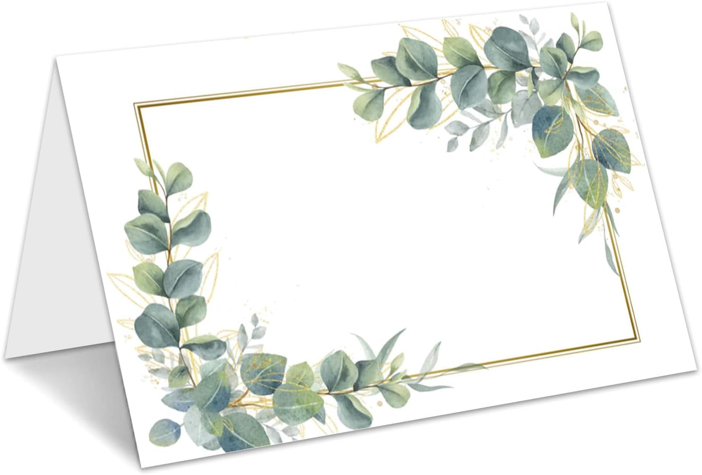 Eucalyptus Leaves Place Cards, Greenery Name Cards for Table Setting, Tented Food Setting Cards for Bridal Shower, Wedding, Baby Showers, Reserved Table Signs, 25 Pack Birthday Party Decorations -10