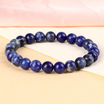 LPBeads Handmade Natural Gemstone Stretch Elastic Bracelet Healing Crystal Round Stone Beads Jewelry Gifts for Women Men