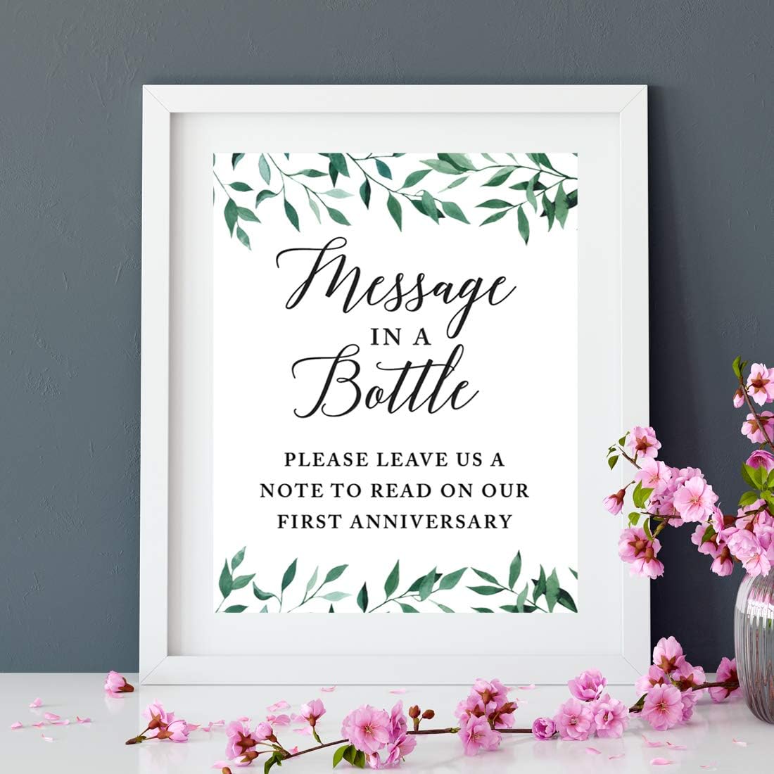 Andaz Press Wedding Party Signs, Natural Greenery Green Leaves, 8.5x11-inch, Bridal Shower Scavenger Hunt, 1-Pack - Colors B