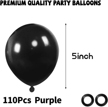 110pcs Black Balloon 12 inch, Black Latex Balloons for Birthday Party Baby Shower Wedding(with 2 Ribbons). - Colors A