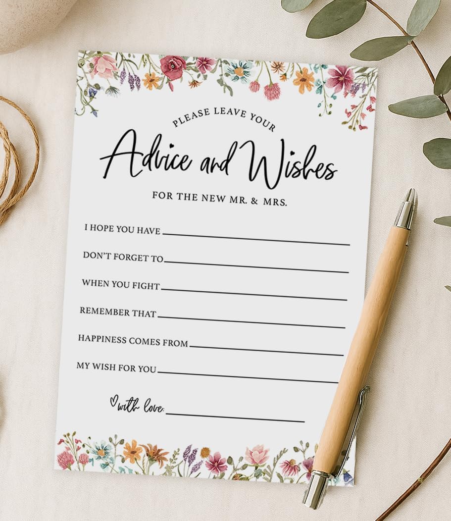 Printed Party Bridal Shower Game Set – 4 Fun Games and Activities for 30 Guests, Includes Bingo, He Said She Said, Bride & Groom Trivia, and Wedding Phrase Guessing Game, Love In Bloom Wildflower Design