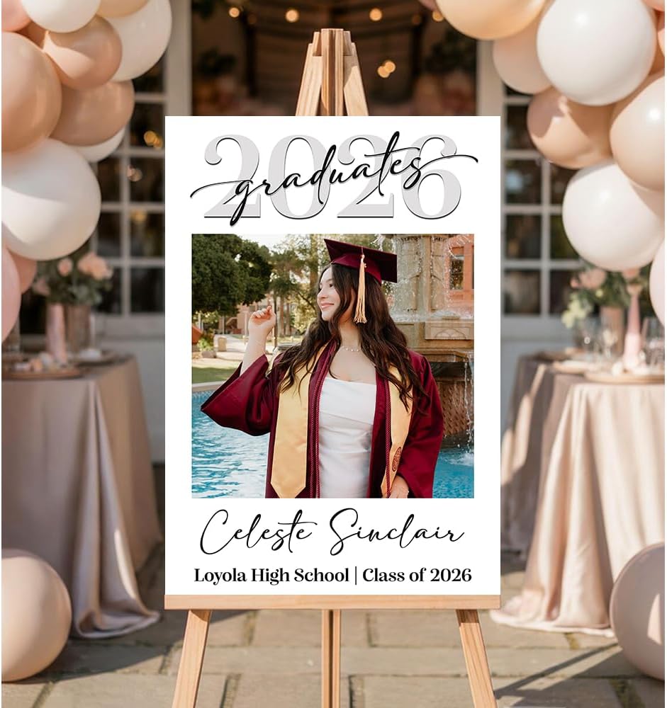 Graduation Party Welcome Sign, Custom Photo Grad Party Sign, Personalized High School & College University Grad Decoration #4