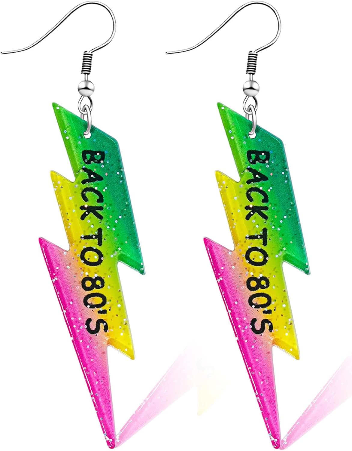 80s 90s Earrings for Women Colorful Lightning Acrylic Drop Earrings Neon Earrings Bulk for 80's 90's Outfit Glow Party Halloween 80s Accessories Jewelry