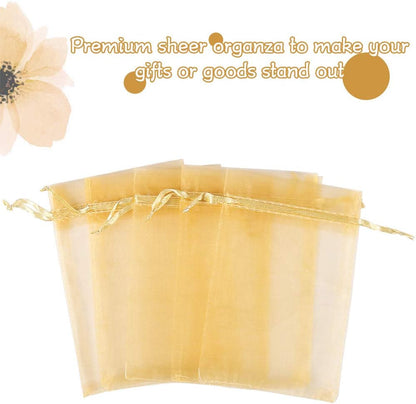 HRX Package 100pcs White Organza Bags, 4x6 inch Mesh Bags Drawstring Gift Bags Jewelry Pouches for Candy Wedding Favors Christmas