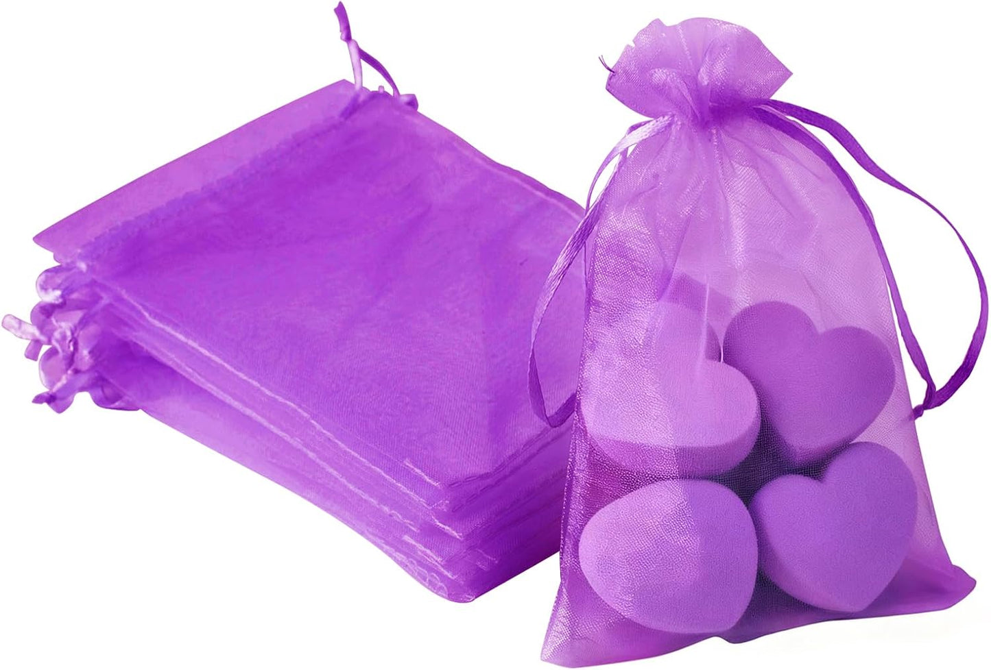 100PCS White Organza Bags, 4x6 Inch Small Mesh Bags Drawstring, Jewelry Gift Bags for Easter, Party, Festival, Bathroom Soaps, Makeup