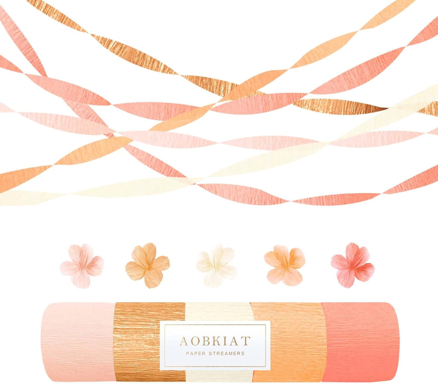 AOBKIAT Colorful Streamers Party Decorations,5 Rolls Vintage Rainbow Crepe Paper Streamers for Birthday,Candyland Theme Baby Shower,Fiesta,Wedding,Christmas,DIY Craft Crepe Paper,1.8 Inch x 82 Ft/Roll