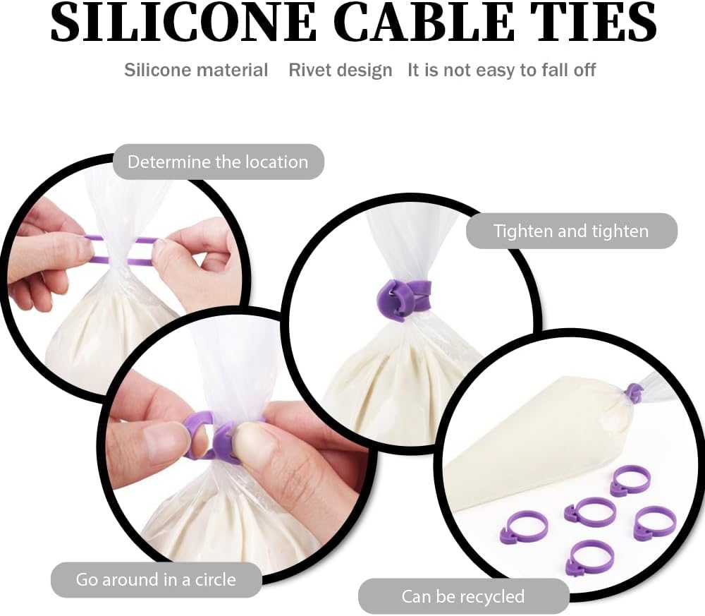 24 Inch Disposable Large Piping Bags,100 PACK Extra Large Thick Pastry Bags with 6 Bag Ties, Thickened Icing Bags,Cake Decorating Bags,Frosting Bags for Cake Decorating Cream Frosting