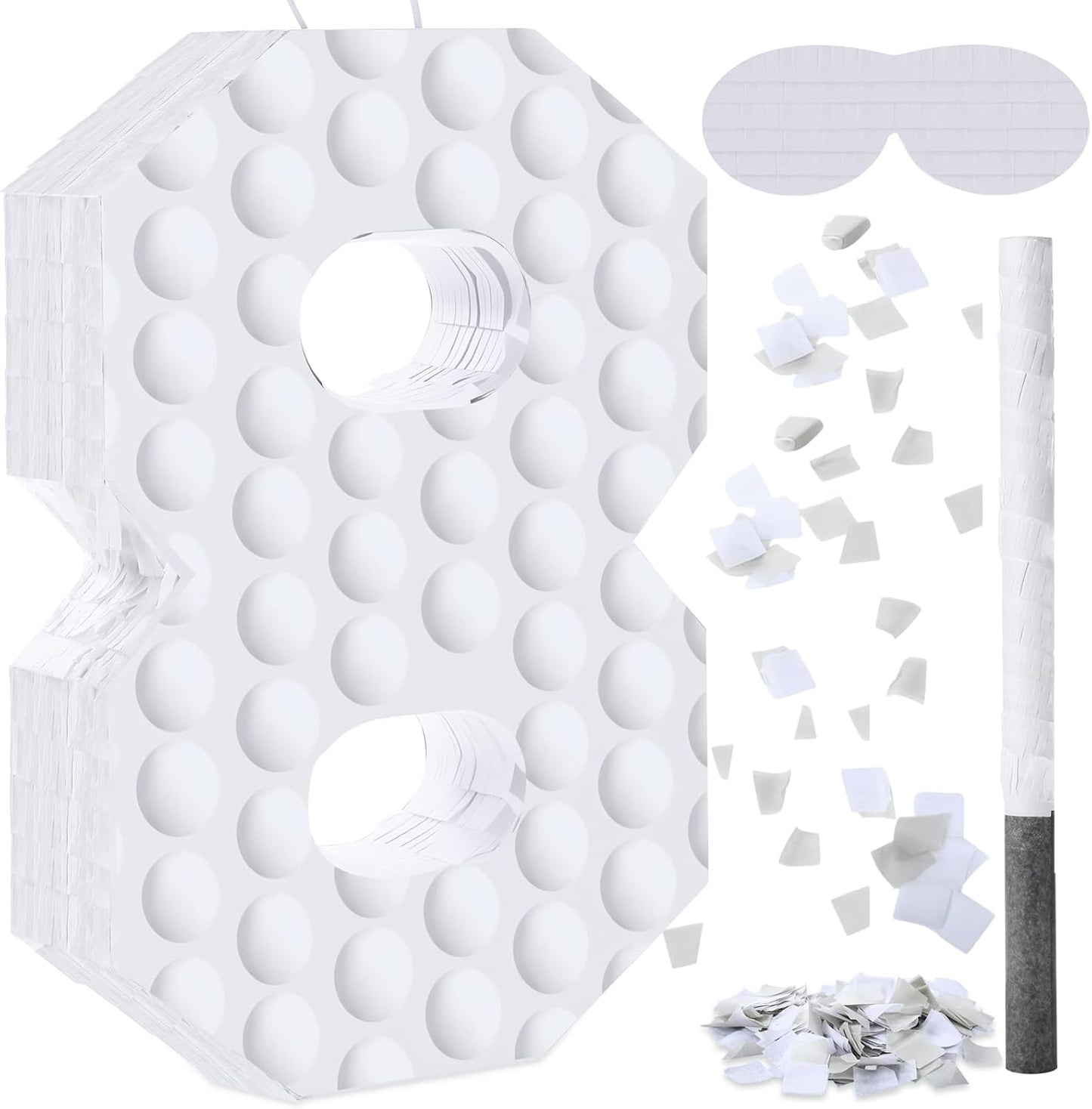 Gemscream Golf Number 7 Piñata with Stick Blindfold and Confetti Golf Birthday Decorations Sports Themed Piñata 7th Birthday Party Supplies