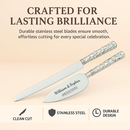 GIFTS INFINITY Personalized Wedding Cake Knife and Server Set with Engraving – Cake Cutting Utensil Set, Keepsake Gift for Wedding, Anniversary, Reception, Birthday & Other Occasions (CH-101WB)