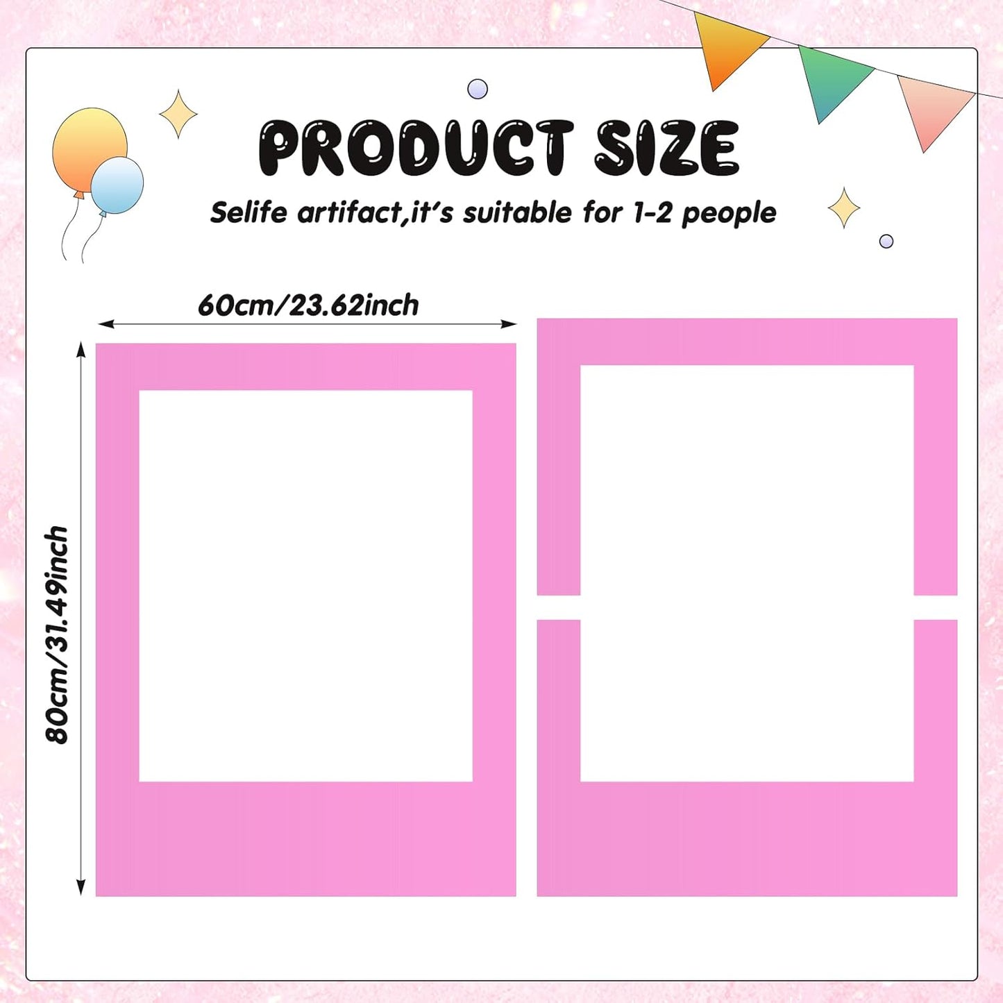 Beeveer 32 x 24 Inch Photo Booth Selfie Frame Prop Booth for Birthday Event Parties Large Blank DIY Cutout Props for Funny Decoration Christmas, Holiday Supplies
