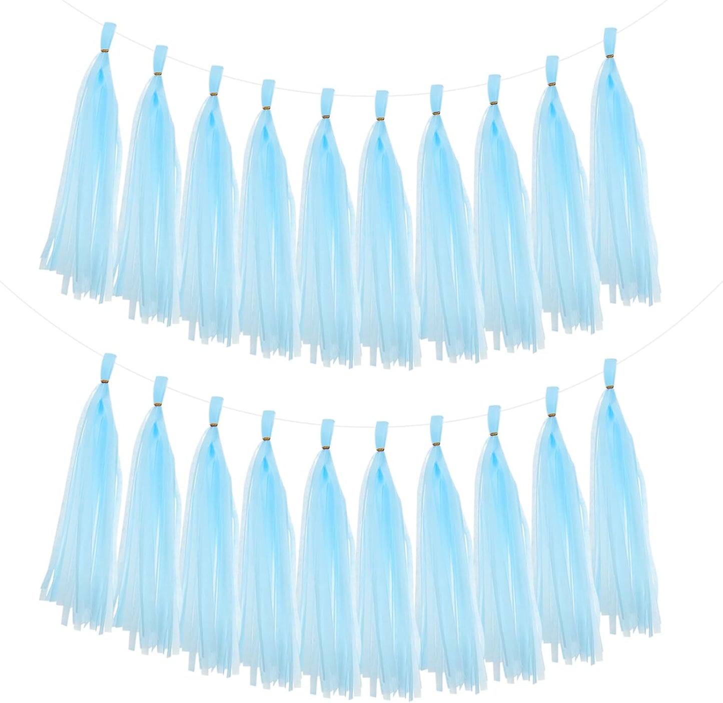 MECCANIXITY 20Pcs Tassel Garland Banner Tissue Paper for Streamers Party Decorations, Valentine's Day Birthday Decor for Women with Rope and Tie Wire (Pink, 14.6Inch)