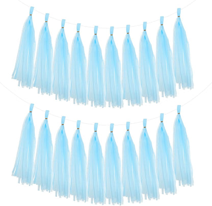 MECCANIXITY 20Pcs Tassel Garland Banner Tissue Paper for Streamers Party Decorations, Valentine's Day Birthday Decor for Women with Rope and Tie Wire (Pink, 14.6Inch)