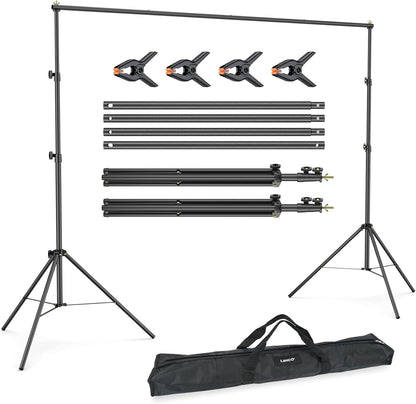 LINCO Lincostore Backdrop Support Stand Kit 10x6.5ft Adjustable Photography Studio Photo Background Support System with Carrying Bag for Green Screen Muslin, 4171 (10ft Wide ft high)