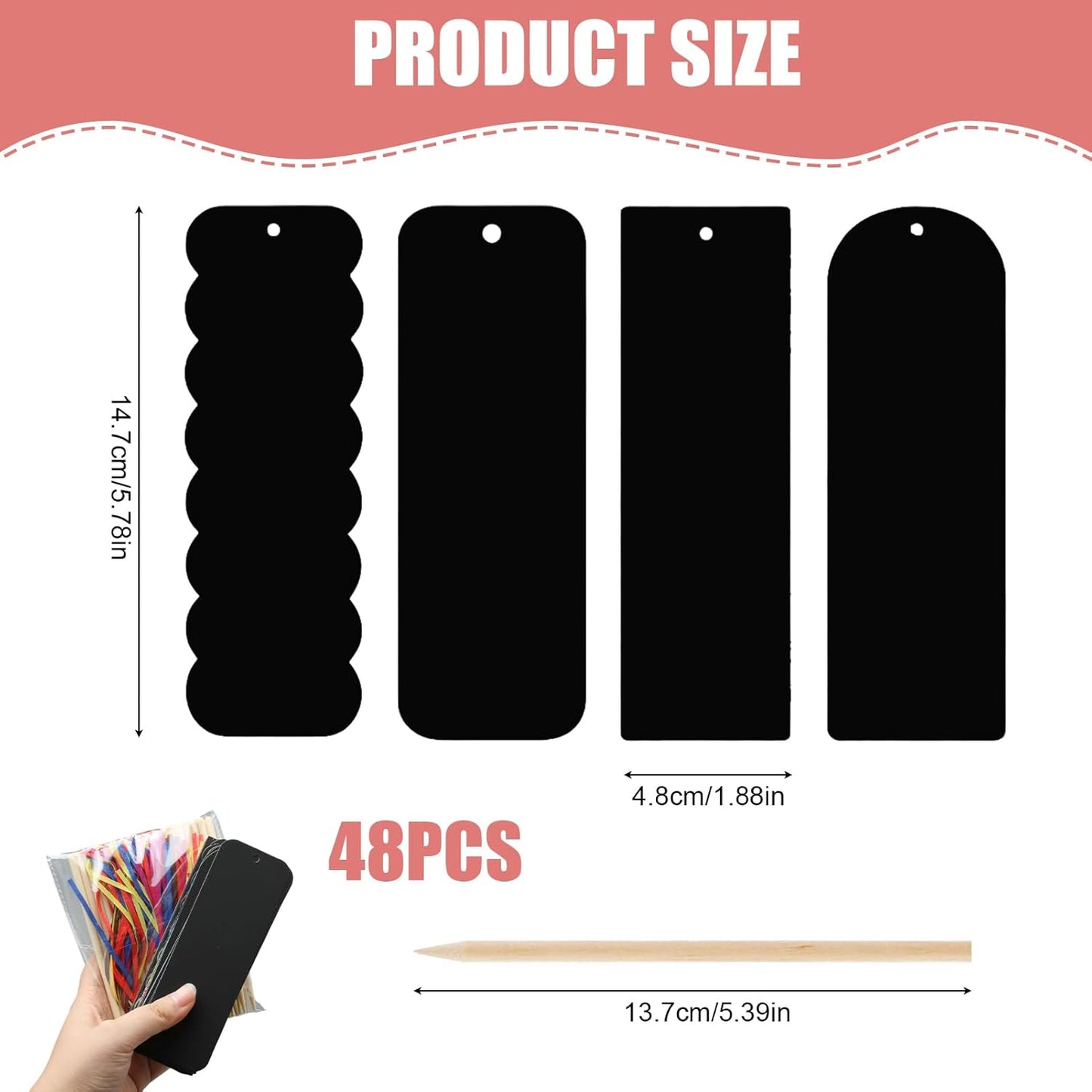 48 Set Bookmark Making Kit,4 Styles Magic Rainbow Bookmarks Craft Kit with Ribbon and Bamboo Pen,Scratch Paper Art Sets for Party Bag Fillers