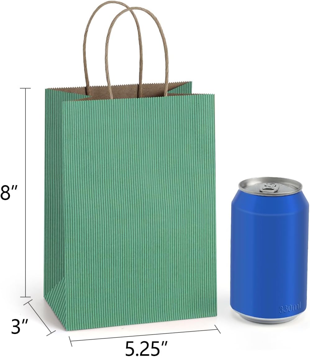 BagDream Gift Bags 100Pcs 5.25x3x8 Small Kraft Paper Gift Bags with Handles Bulk, Brown Paper Sacks for Small Business, Retail, Merchandise, Wedding Birthday Party Favor