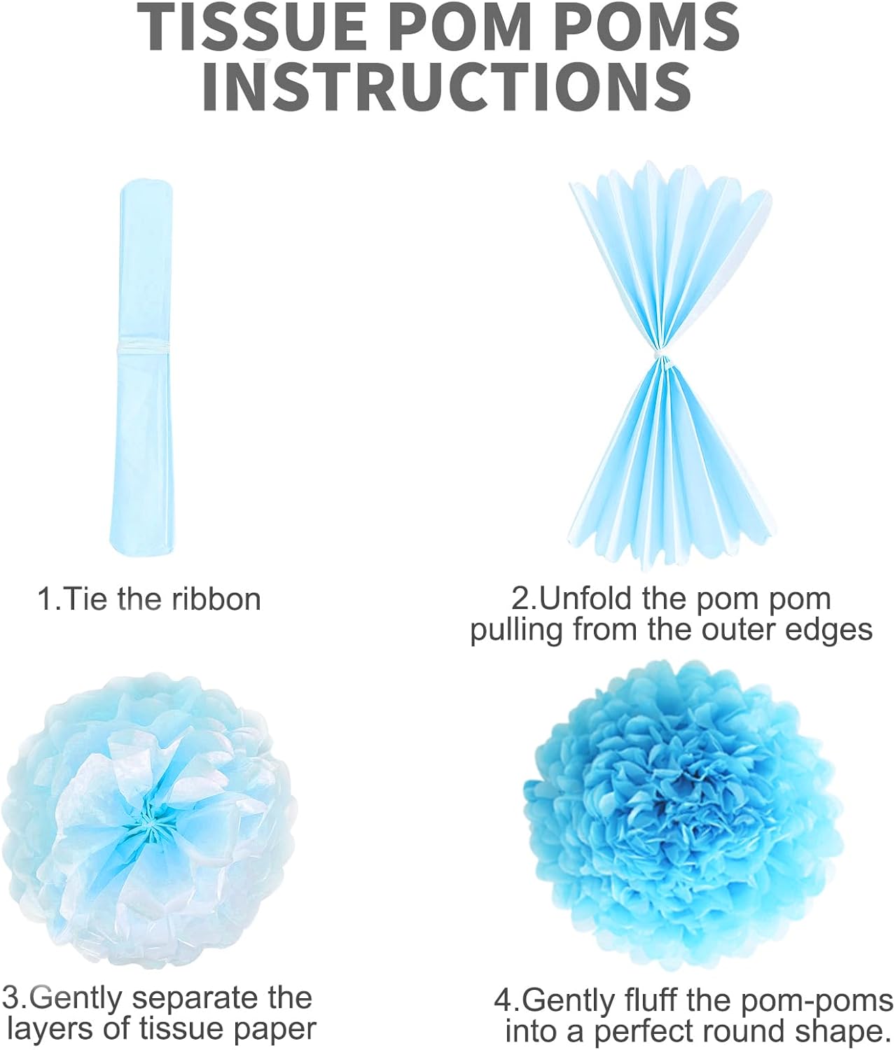 Pastel Tissue Paper Pom Poms Colorful Easter Macaron Kids Birthday Wedding Shower Tissue Flower Hanging Party Supplies(12pcs)