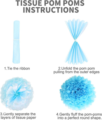 Pastel Tissue Paper Pom Poms Colorful Easter Macaron Kids Birthday Wedding Shower Tissue Flower Hanging Party Supplies(12pcs)