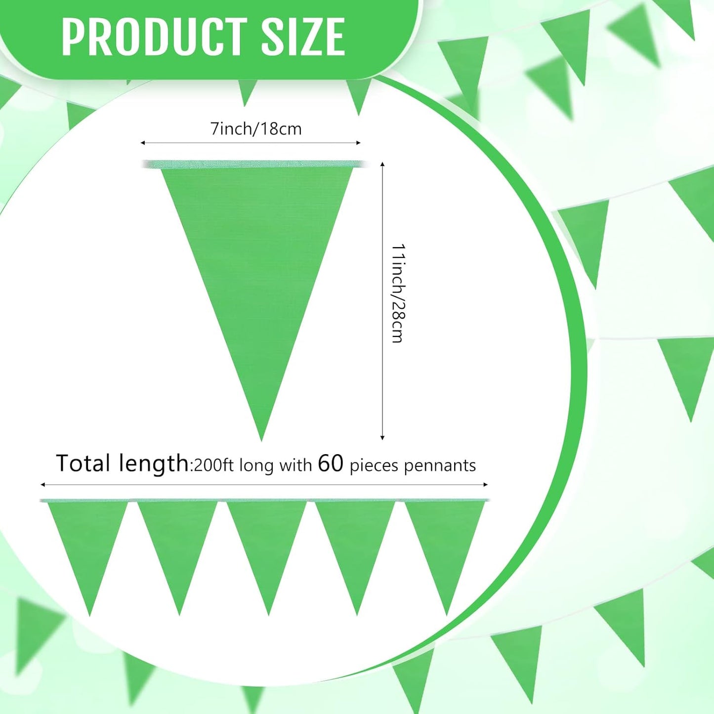 Tatuo 200 Feet Solid Pennant Banners Flags String Triangle Hanging DIY Bunting Flags Party Decorations for Grand Opening Party Banners for Kids Birthday, Shops (White)