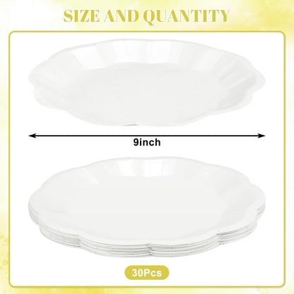 NatNarr 30 Pcs Sage Green Paper Plates, 7 Inch Scalloped Paper Plates Small Dessert Cake Plate Cute Party Plate Disposable Sage Greens Party Supplies for Wedding, Baby Bridal Shower, Birthday