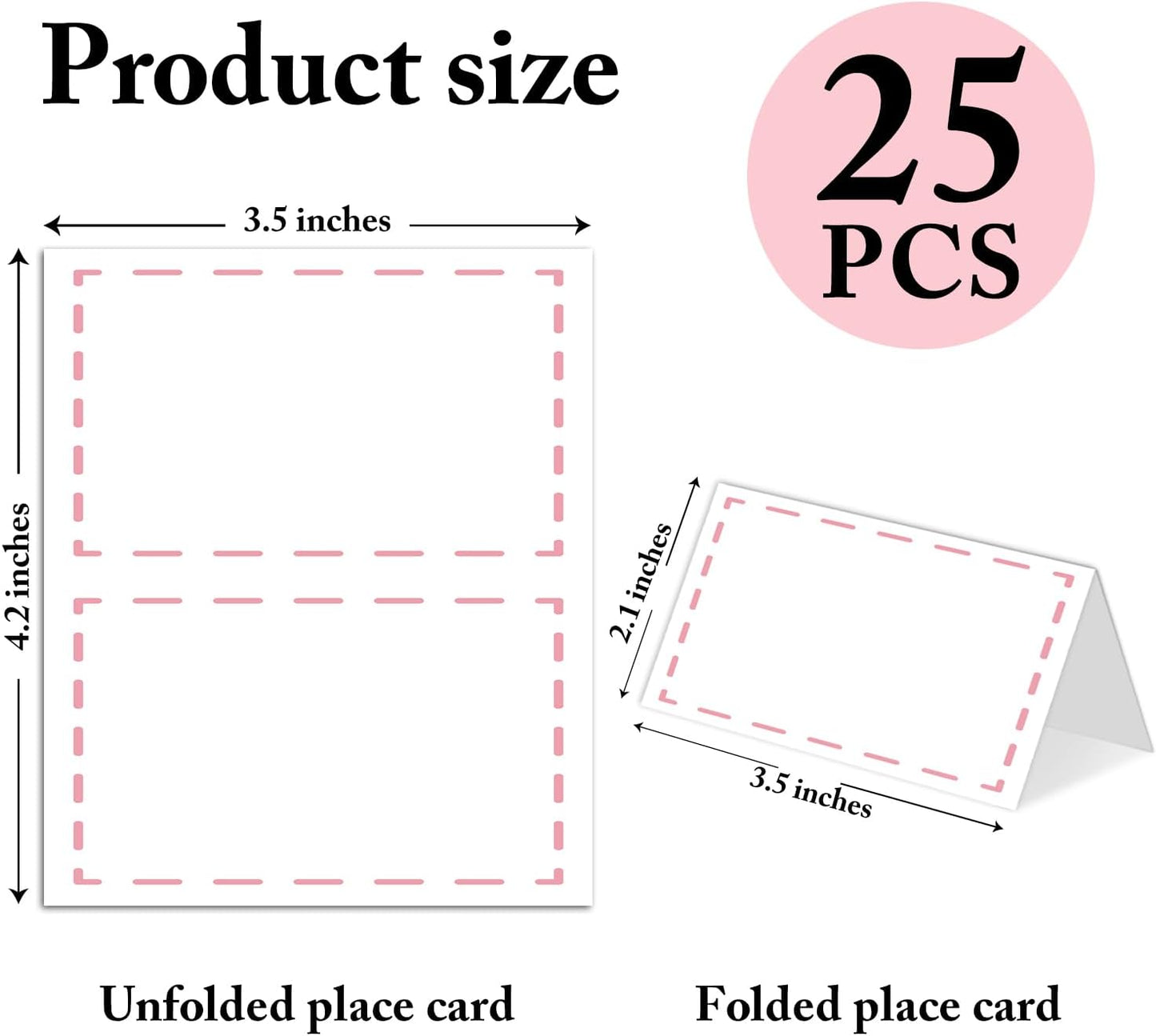 25 Pack Pink Plaid Bow Place Cards, Editable Name Cards for Table Setting, Tent Cards Food Label for Dinner Party, Bridal Shower, Wedding, Baby Shower and Events -T30