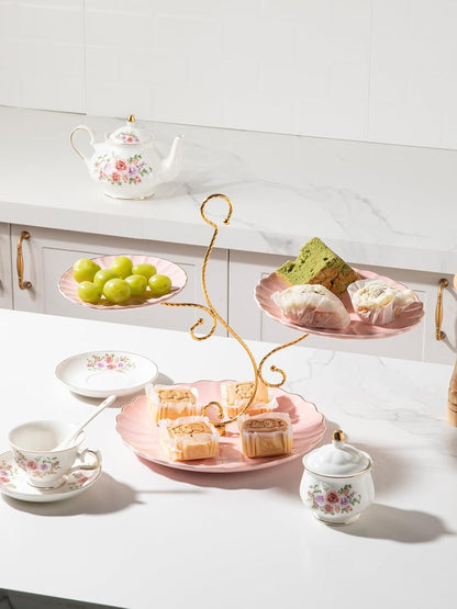 Sweejar 3 Tier Ceramic Cake Stand Wedding, Dessert Cupcake Stand for Tea Party Serving Platter (White)