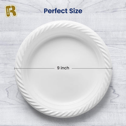 R-kay Plastic Bowls - 100 Count Microwavable Disposable Bowls - Strong Heavy Duty And Sturdy White Plastic Bowls Disposable (12 OZ, 100)
